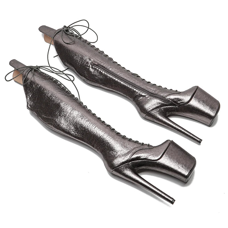 20CM/8inches Women New Extreme High Heel pole Dancing Stripper Shoes y Platform knee high boots 5B