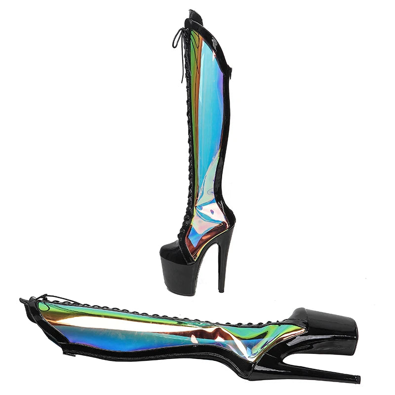 20CM/8inches TPU with patent Pole dancing shoes High Heel platform Pole Dance boot