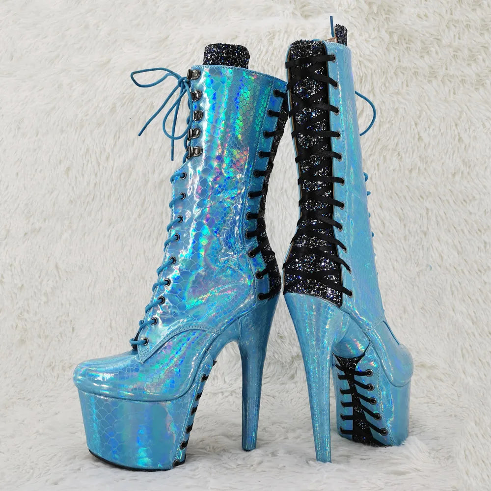 17CM/7inches Two color PU upper Pole dancing shoes High Heel platform Pole Dance boot