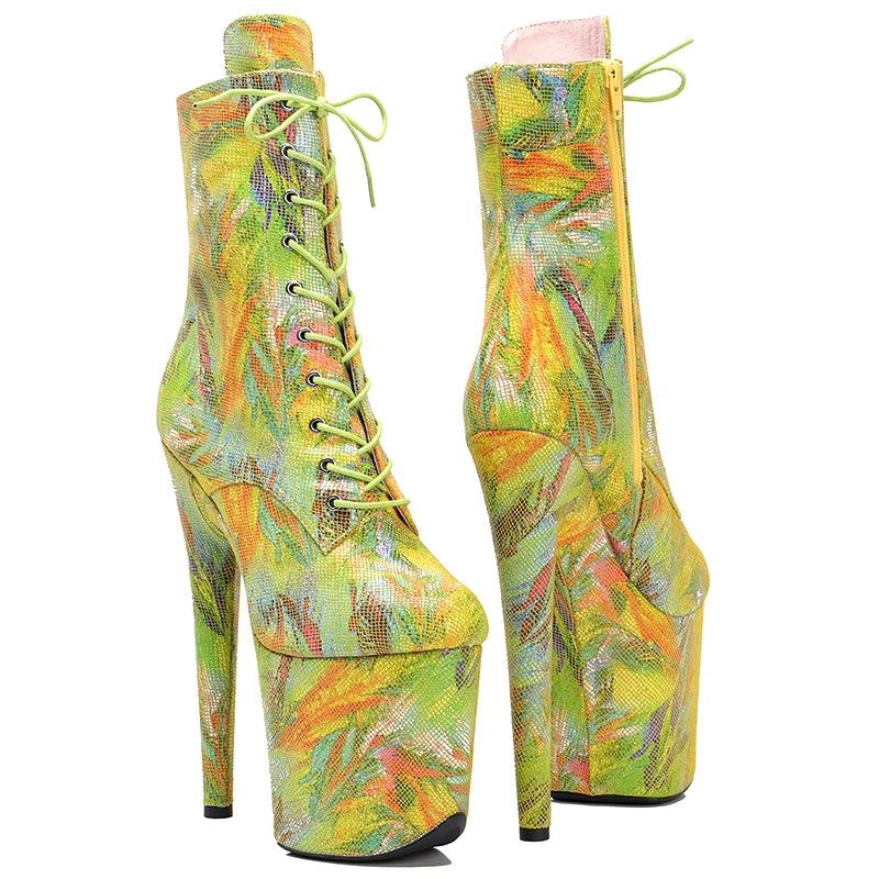 20CM/8Inch Genuine Leather Women's Platform disco party High Heels Pole Dance boot