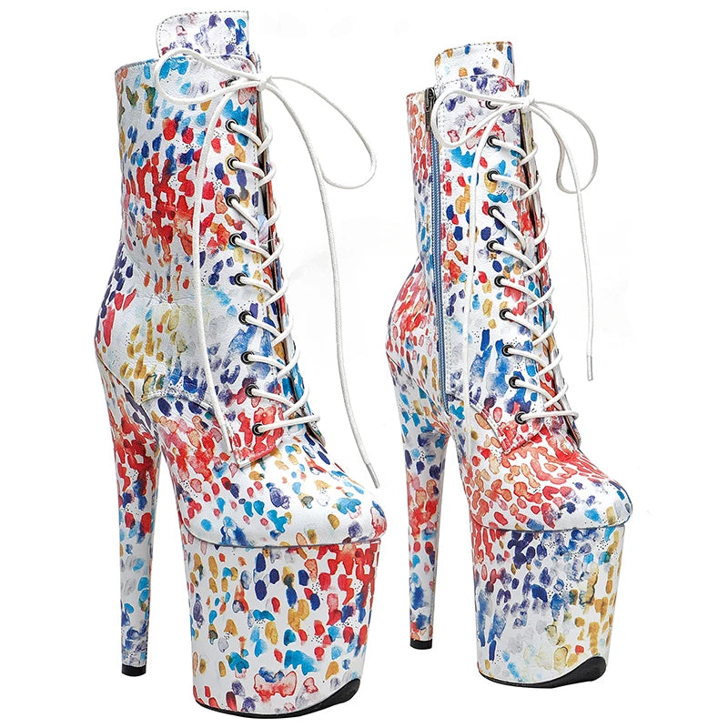 20CM/8Inch Genuine Leather Women disco party Pole Dance boot model nightclub super high heel Stripper Platform boots 3B