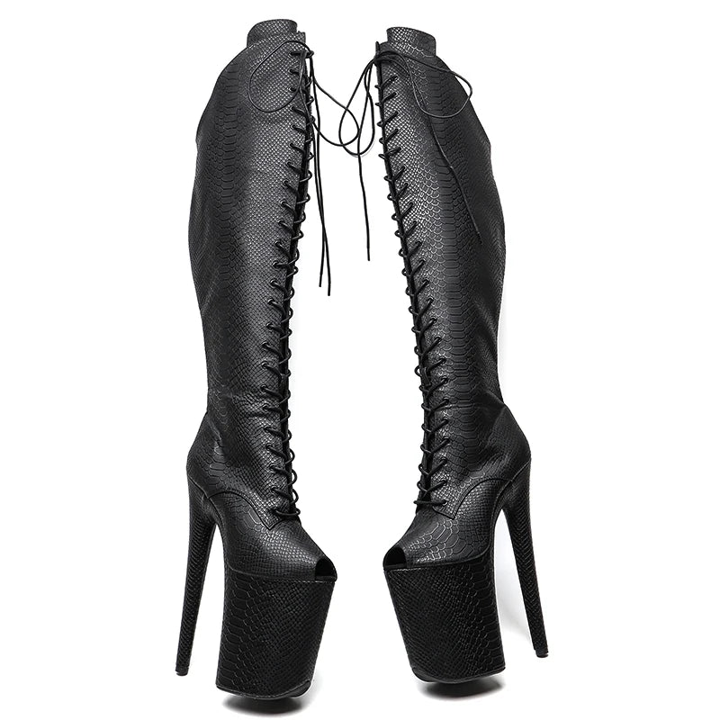 23CM/9inches Snake upper y boots Fashion trend Small open toe High Heels Platform Pole Dance shoes
