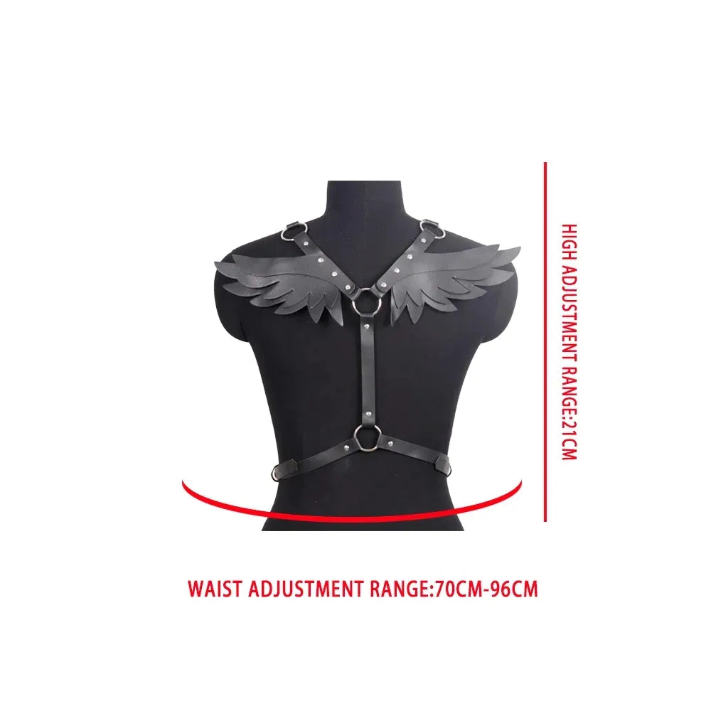 Angel Wings Harness Women Set PU Leather Garter Belt Gothic Suspender Body Waist Thigh Strap y Lingerie Cage