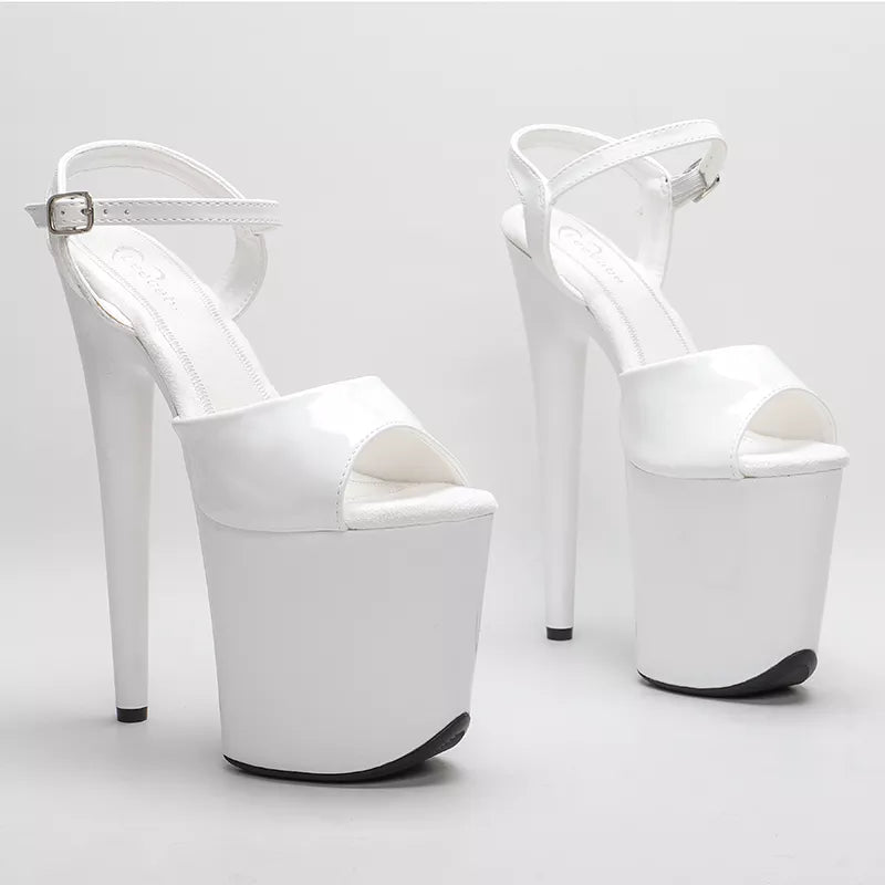 20cm/8inch Shinny White style high heel sandals y model shoes pole dance shoes