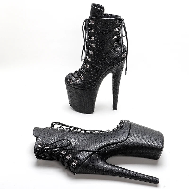 20CM/8inches Snake Upper Pole dancing shoes High Heel platform Pole Dance boot