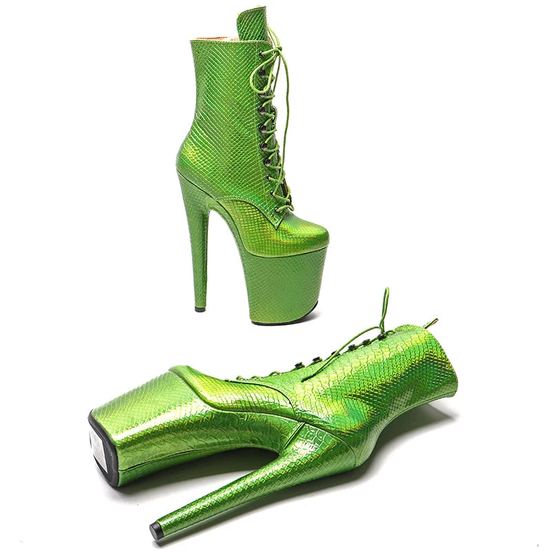 20CM/8inches Holo Snake Pole dancing shoes High Heel platform Boots Closed toe Pole Dance shoes