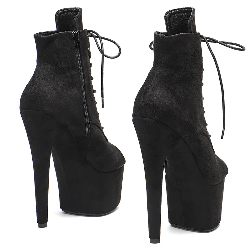17CM/7Inch suede upper Women's Platform boots party High Heels Shoes Pole Dance shoes ankle boots 2B