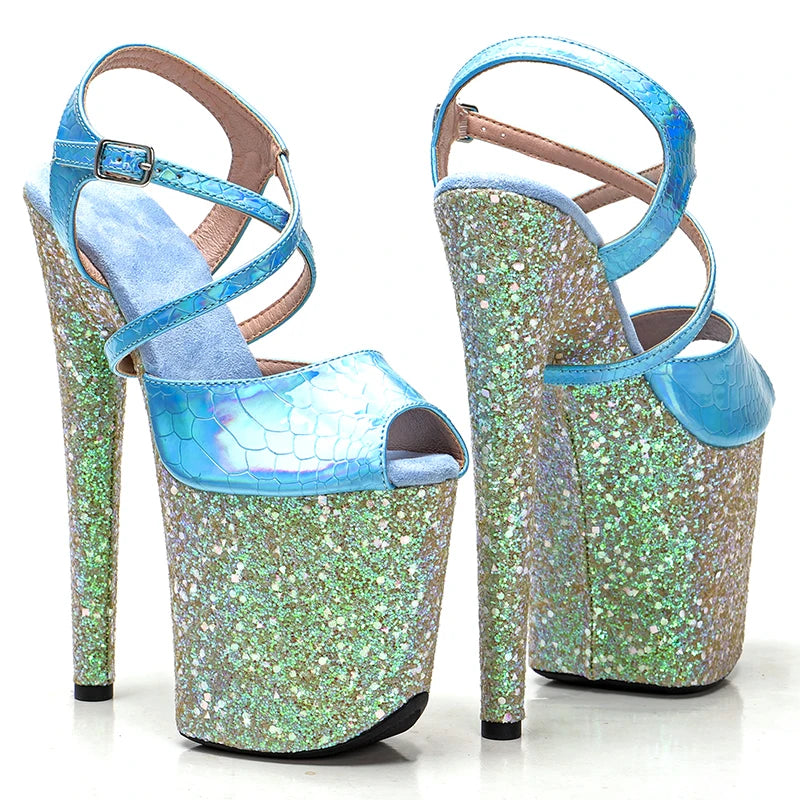 8Inch/20cm PU upper glitter Platform party High Heels sandals Shoes Pole Dancing Shoes