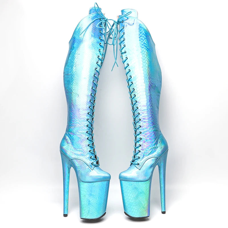 23CM/9inches Snake PU fashion lady High Heel platform Pole Dance boots