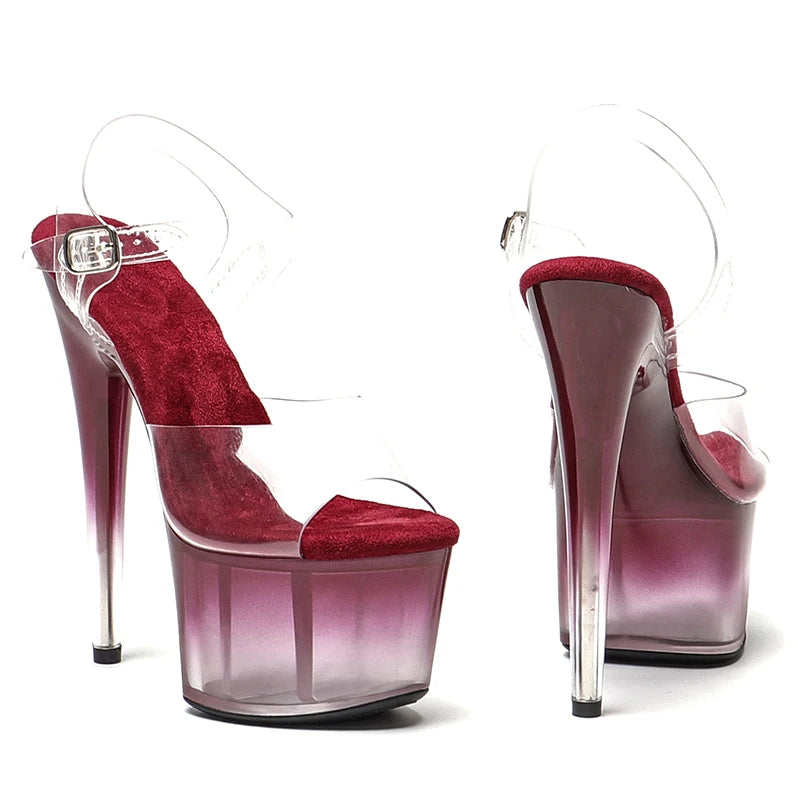 7inch/17cm PVC Upper Transparent color gradient High Heels Shoes Nightclub Pole Dancing Shoes