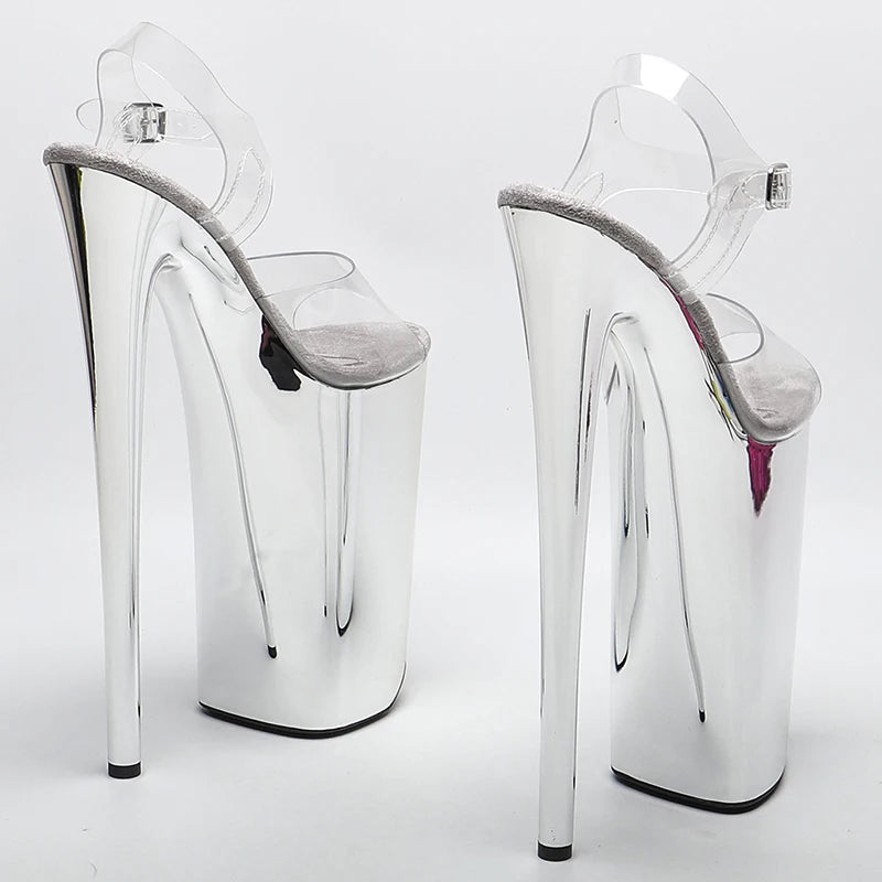 26CM/10inche PVC upper Open Toe electroplate High Heel platform y exotic party sandals Pole Dance shoes