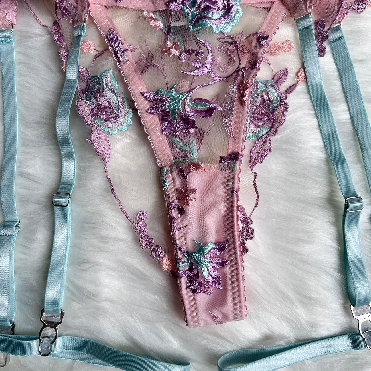 Ellolace Fairy Lingerie Floral Transparent Underwear Ruffle Garter Intimate Delicate Underwear Beautiful See Through Outfits