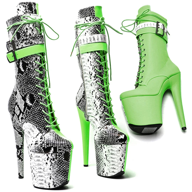 20CM/8Inch color matching boots heel platform ankle y boots model nightclub super high heel 4BY
