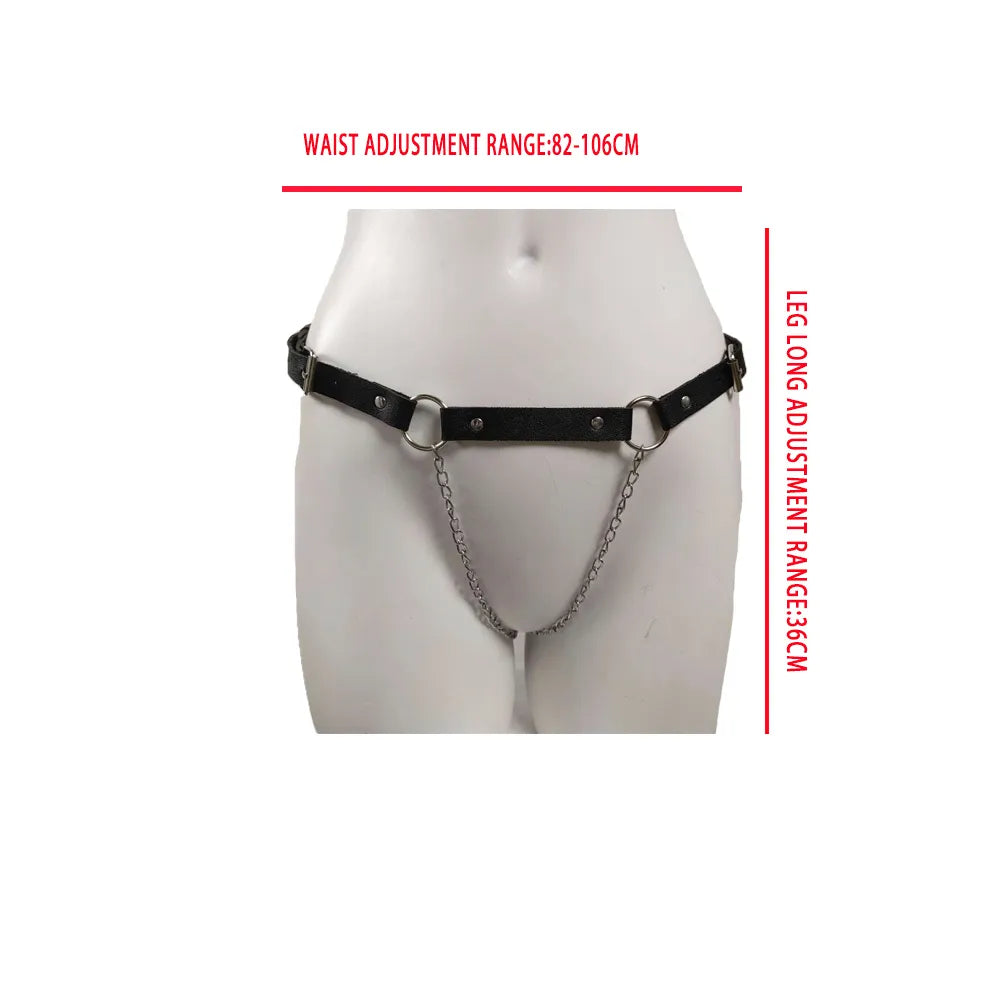 Sexy PU Leather Garter Belt Woman Body Lingerie Harness Strap Metal Chain Suspender Goth Lady Bar Party Sword Belt