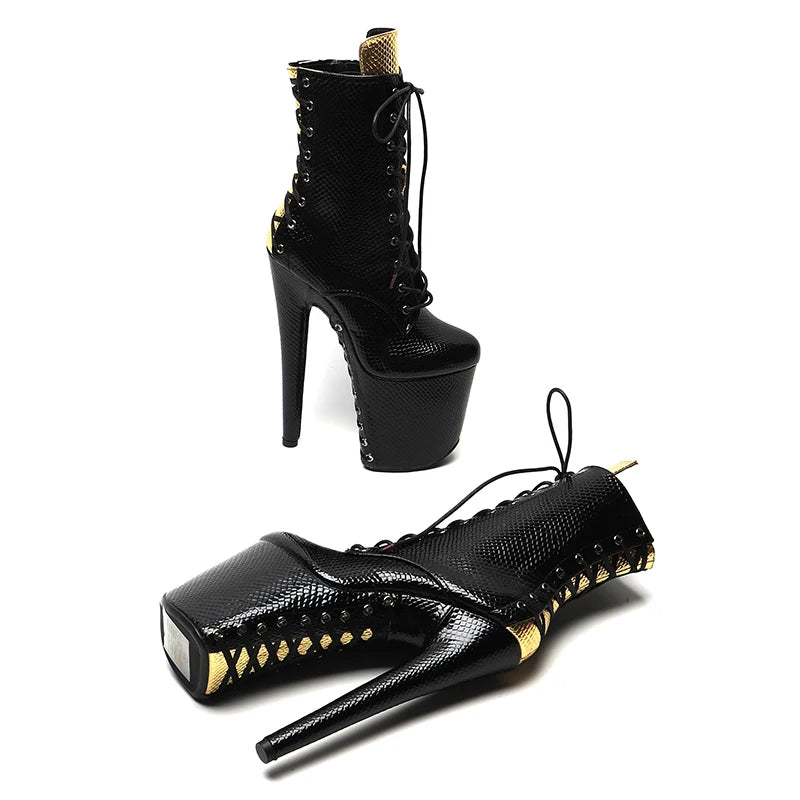20CM/8inches Snake Upper Fashion trend y High Heel platform Pole Dance boot