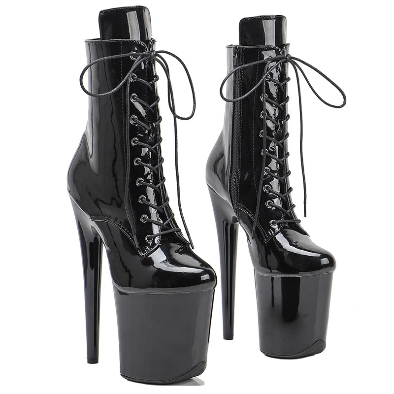 20CM/8inches patent leather pole dancing stiletto heels Models Catwalk Show High Heel platform boot 3K