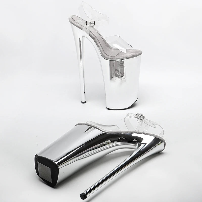 26CM/10inche PVC upper Open Toe electroplate High Heel platform y exotic party sandals Pole Dance shoes