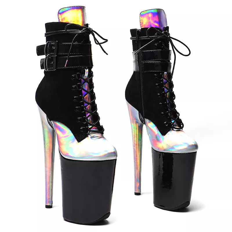 23CM/9inches Suede with patent mix color Pole dance shoes High Heels Pole Dance boot