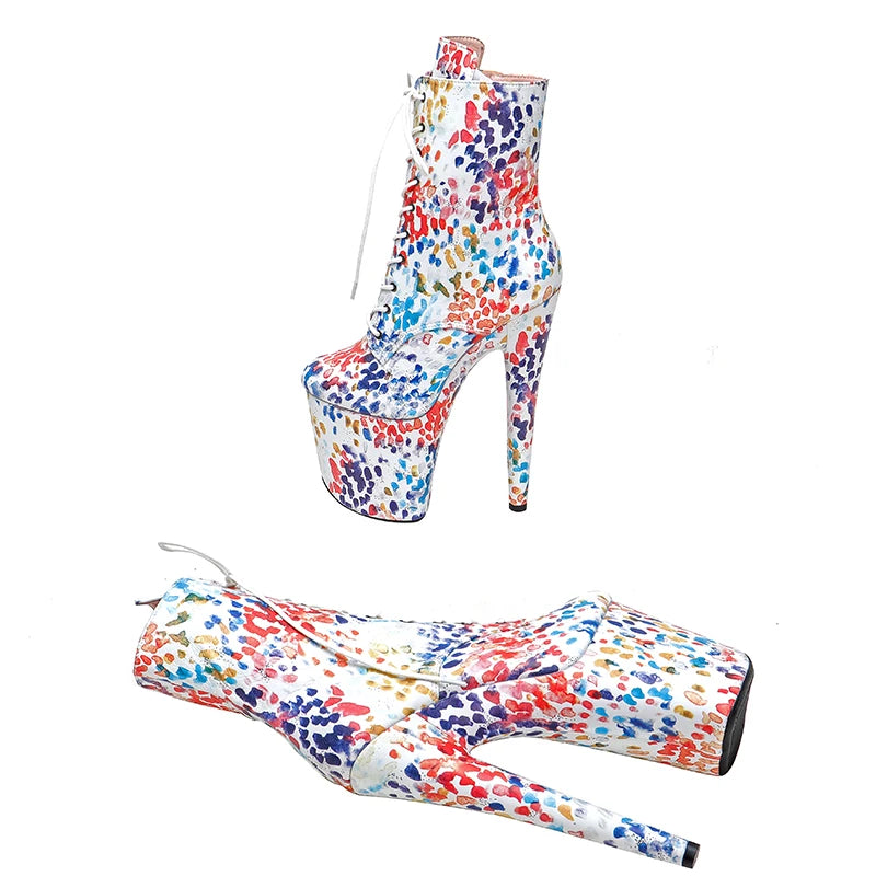 20CM/8Inch Genuine Leather Women disco party Pole Dance boot model nightclub super high heel Stripper Platform boots 3B