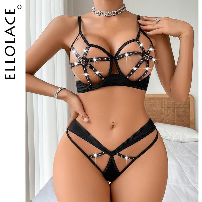 Ellolace Porn Sexy Lingerie Latex Rivet Bdsm Erotic Outfits Hollow Out Open Crotch Sex Suit Sissy Crotchless Bandage Kit Costume