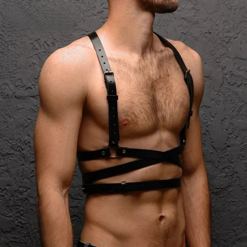 Men's Harness Leather Gay Men Chest Harness Black Leather Men Accessories Upper Body Men Harness