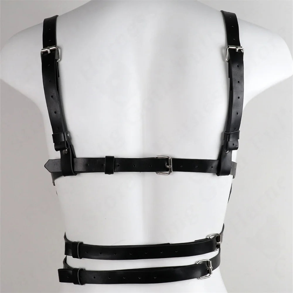 PU Leather Harness Body Set Women Gothic Lingerie Body Goth Corset Suspender Waist Leg Garters Rave Clothes