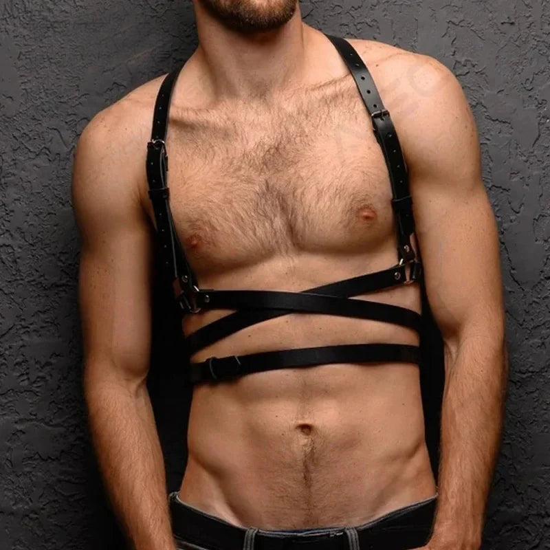 Men's Harness Leather Gay Men Chest Harness Black Leather Men Accessories Upper Body Men Harness