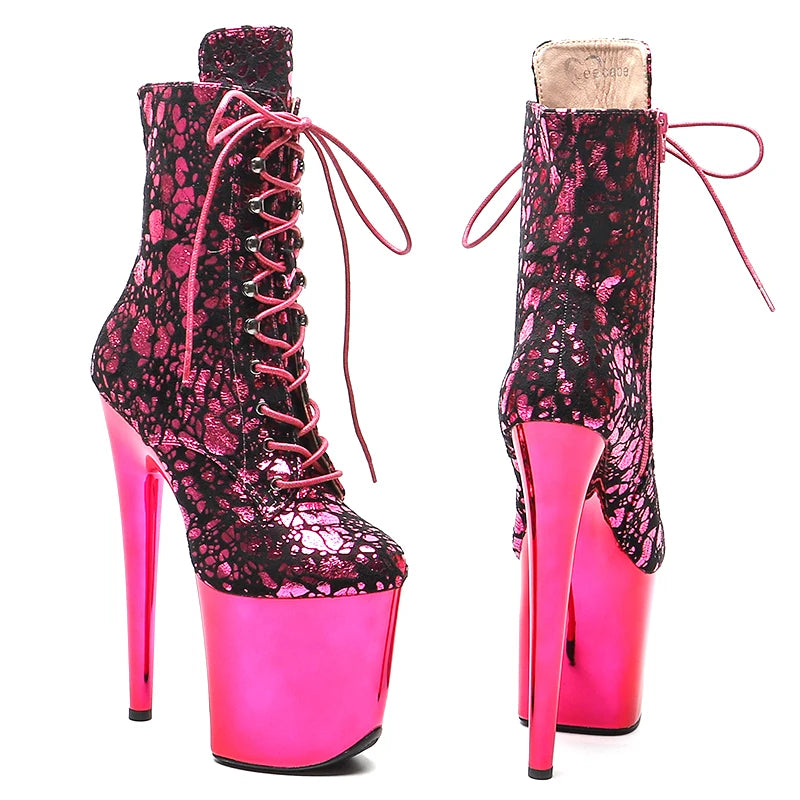 20CM/8inches Suede Upper lady ankle boots High Heel Electroplate platform Pole Dance boot