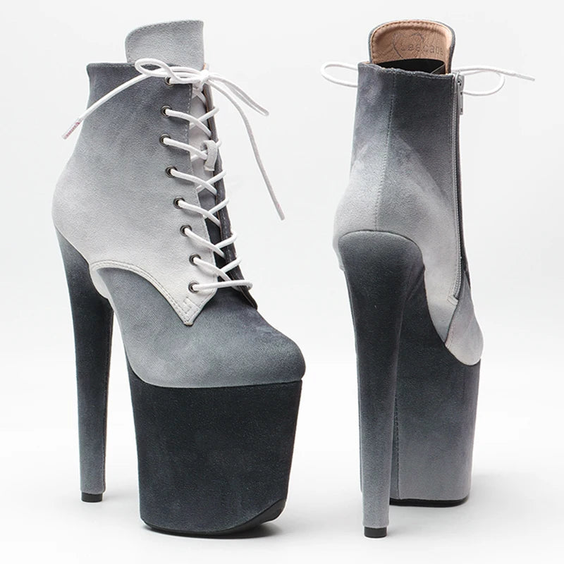 20CM/8inches Suede Gradient color Pole dancing shoes High Heel platform Boots Pole Dance hight boot