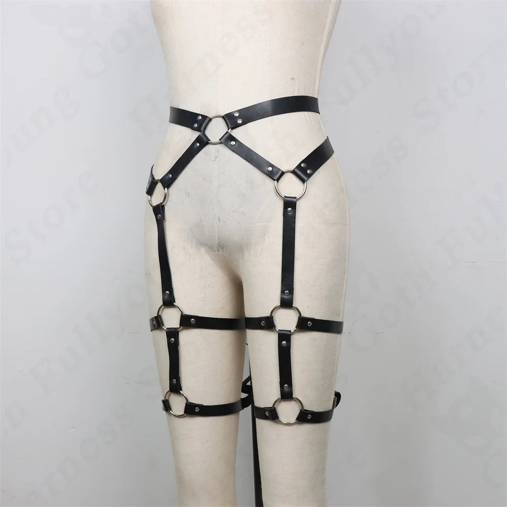 Suspenders Men Fashion Leather Belts Leg Harness Harajuku Gothic Punk Gay Clubwear Lingerie Garters Accessories