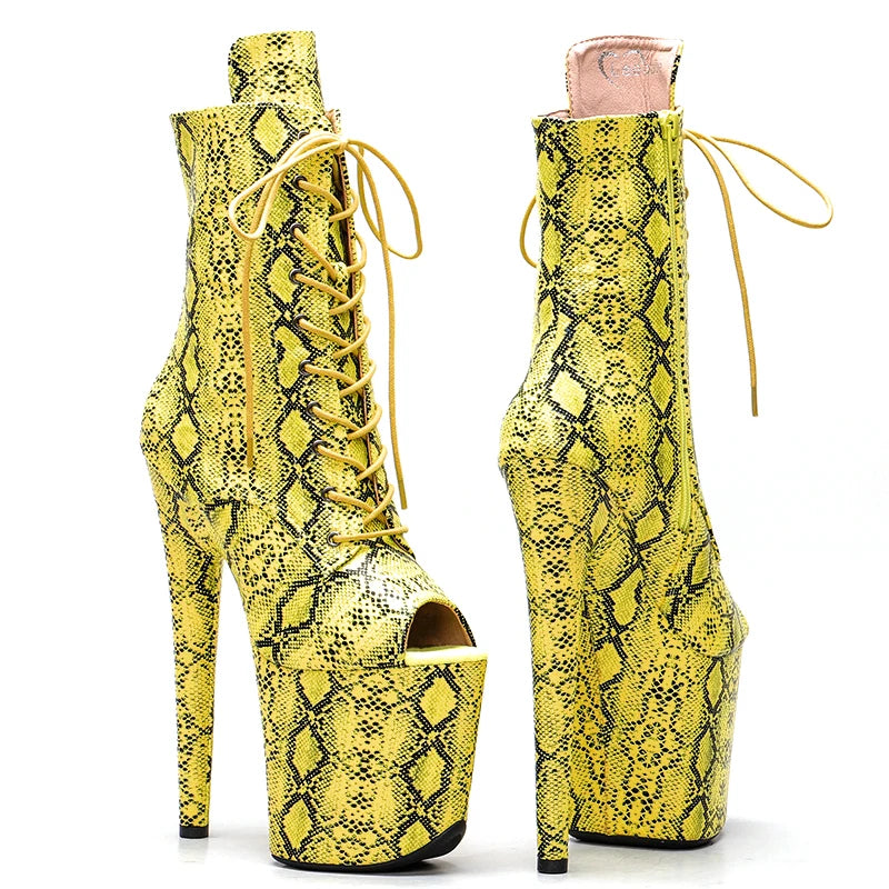 20CM/8inches snakeskin upper High Heel platform Pole Dance boot