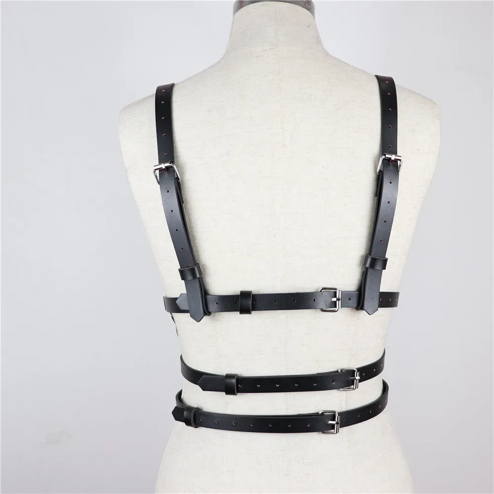 Fashion Women Leather Harness Chest Punk Underwear Goth Garter Body Cage Pu Waist Belt Clothing's Accessorie