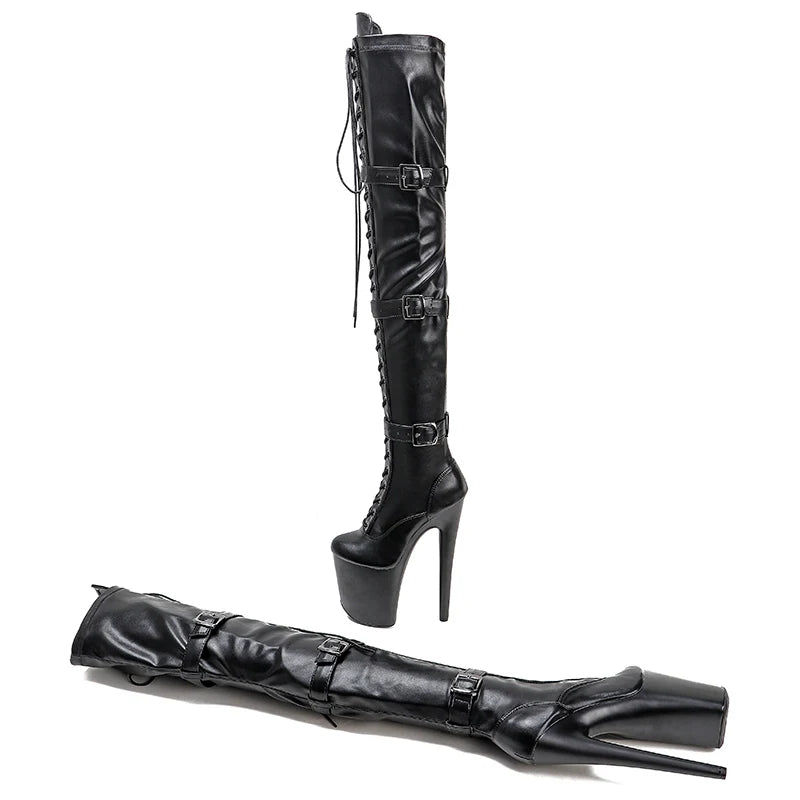 20CM/8Inch matte Upper Women New Design Extreme High Heel Lap Dancing Stripper Shoes thigh high boots 5K