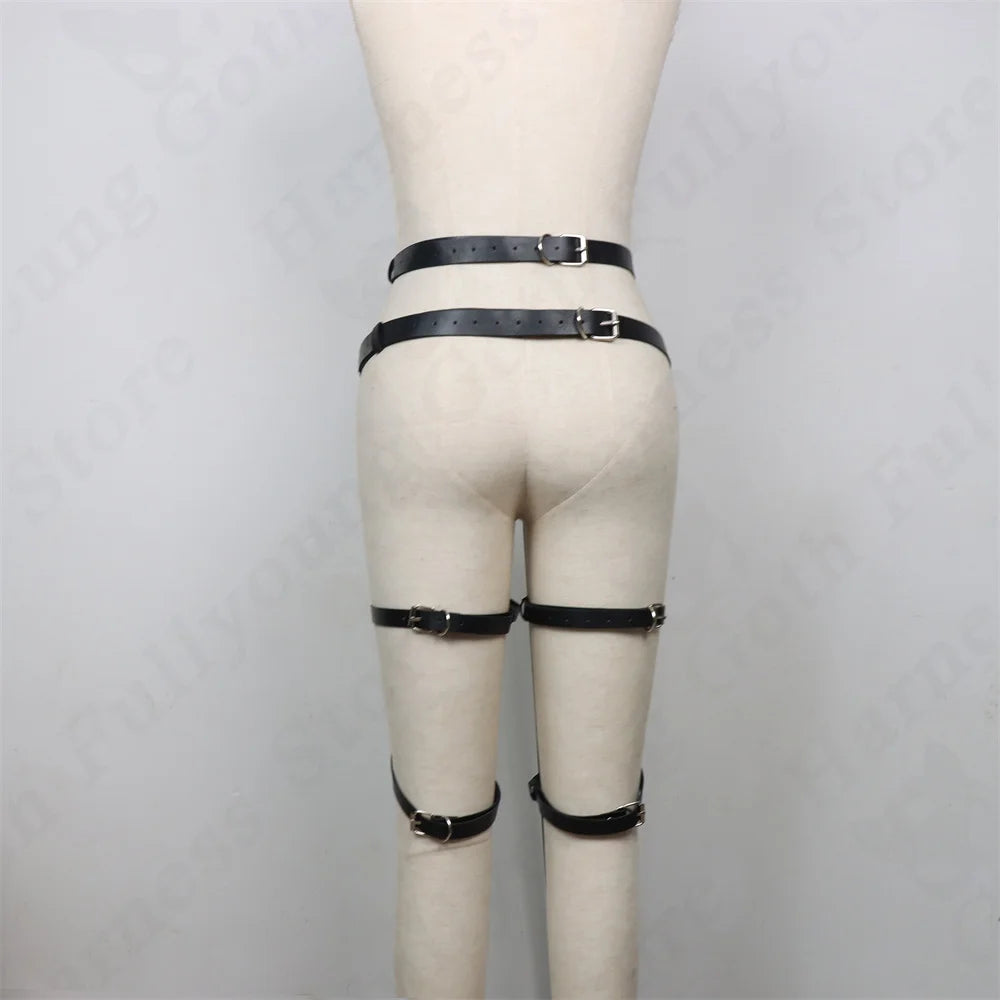 Suspenders Men Fashion Leather Belts Leg Harness Harajuku Gothic Punk Gay Clubwear Lingerie Garters Accessories