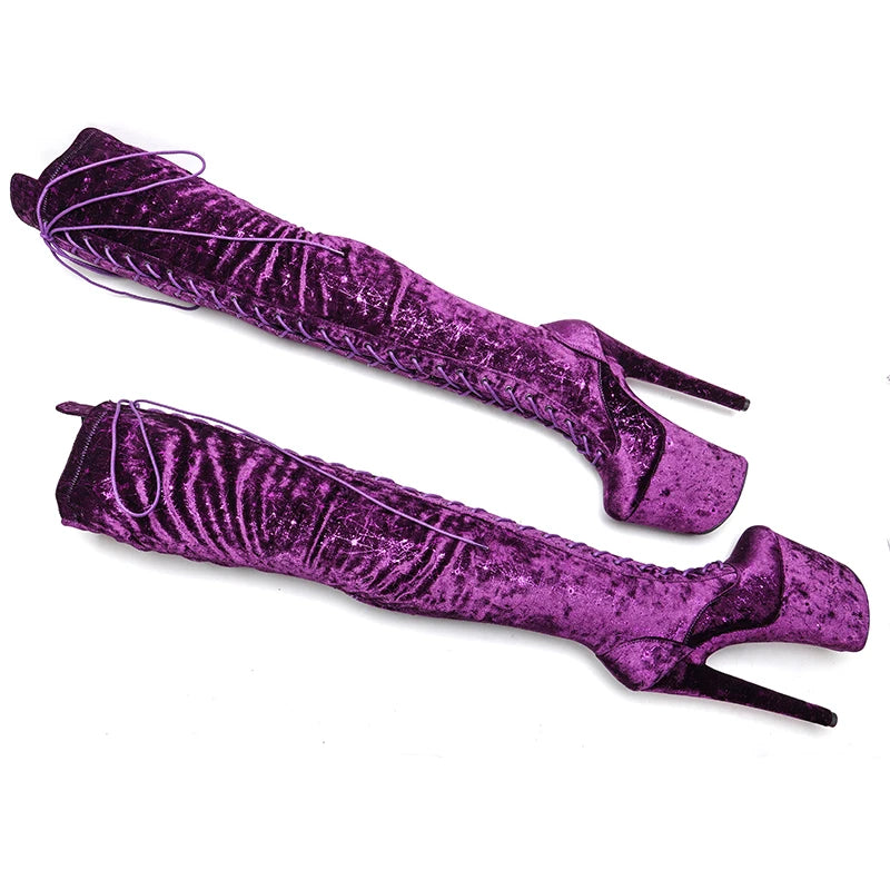 20CM/8inches Pole dancing shoes High Heel over knee closed toe Pole Dance boots