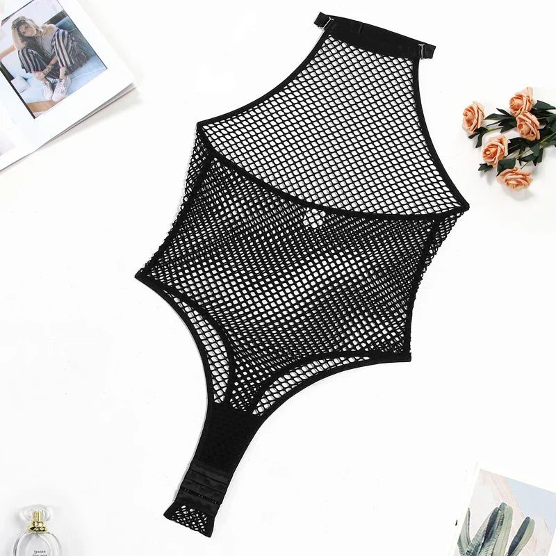 Ellolace Erotic Bodysuit Fishnet Transparent Mesh Body Sensual See Through Sissy Bodystocking Porn Crotch Open Sex Tops