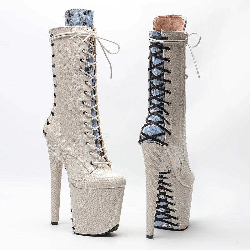 20CM/8inches Snake PU upper Pole dancing shoes High Heel platform Pole Dance boot