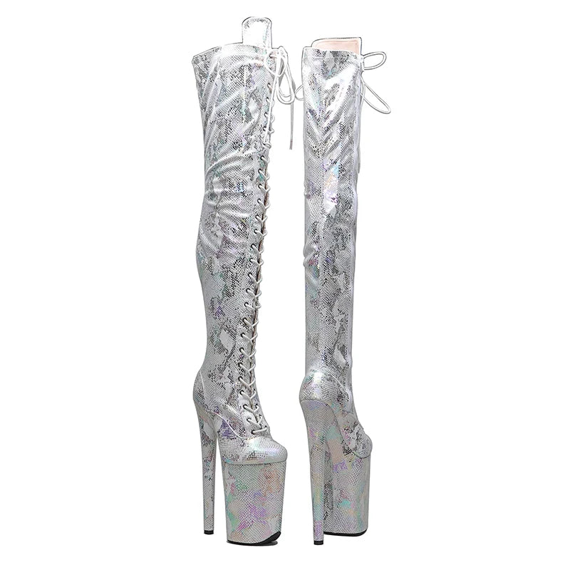23CM/9inches Snake Upper fashion lady small High Heel platform Pole Dance boots