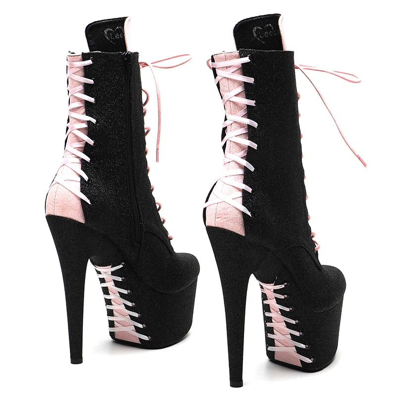 17CM/7inches Glitter upper Pole dancing shoes High Heel platform Pole Dance boot