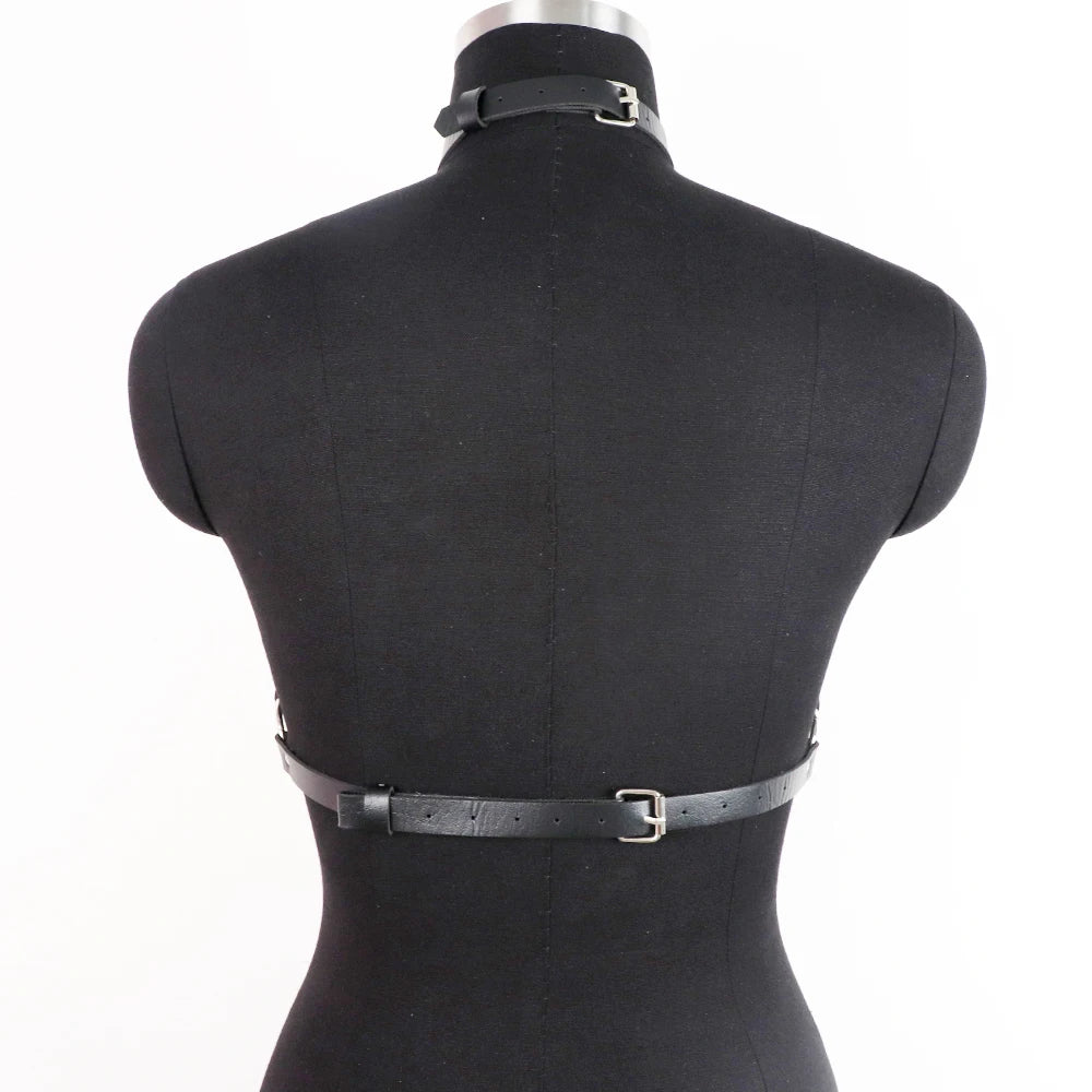 Goth Bra Lingerie For Woman Leather Body Harness Belt Chest Corset With Chain Festival Outfits Women