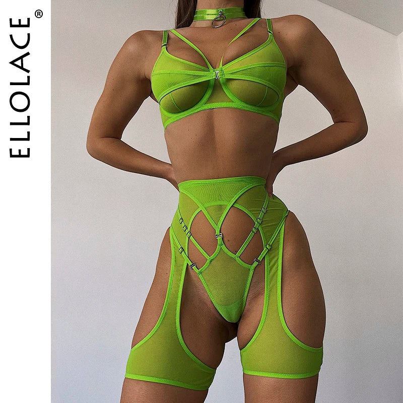 Ellolace Sexy Lingerie Uncensored Fancy Erotic Underwear See Through Lace Attractive Chest Suspenders Sensual Fantasy Intimate