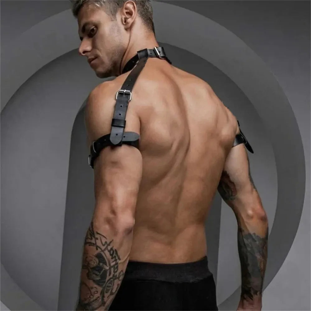 Goth Neck PU Leather Harness y Men Gay Belt Costume Collar Wear Club Party Accessories