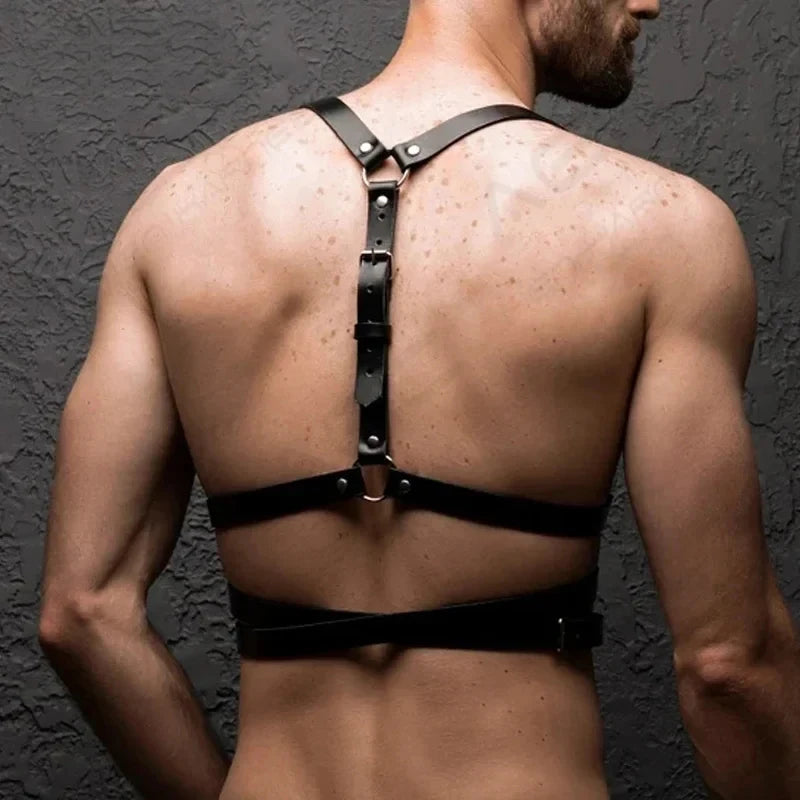 Men's Harness Leather Gay Men Chest Harness Black Leather Men Accessories Upper Body Men Harness