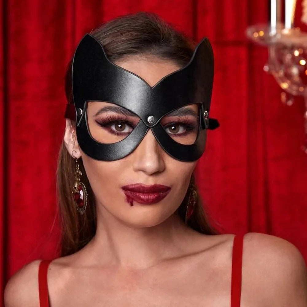 Masquerade Mask harness Halloween Eye Leather Mask for Women Men Fancy Dress Carnival Dress Costume Party Supplies