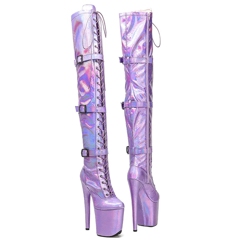 20CM/8inches Snake skin Upper exy exotic young trend fashion boots High Heel platform Pole Dance boot