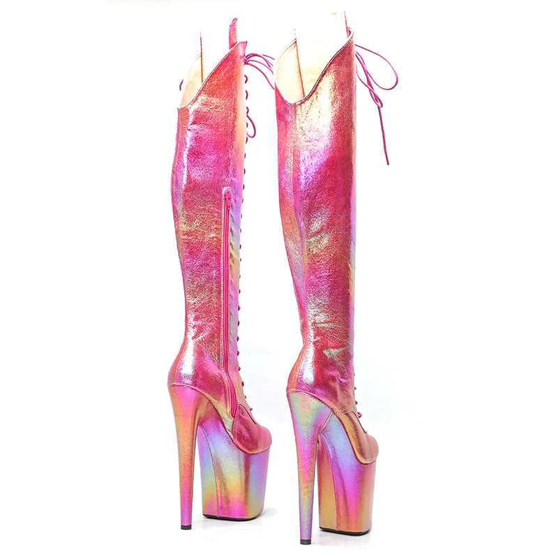 20CM/8inches Pole dancing shoes High Heel platform Boots closed toe Pole Dance boots knee high boots 5B