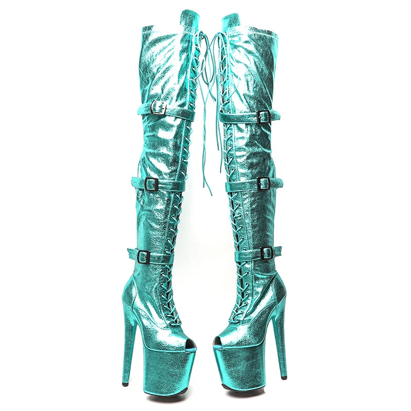 20CM/8inches PU Upper Trend fashion Small open toe High Heel platform Boots Pole Dance boots