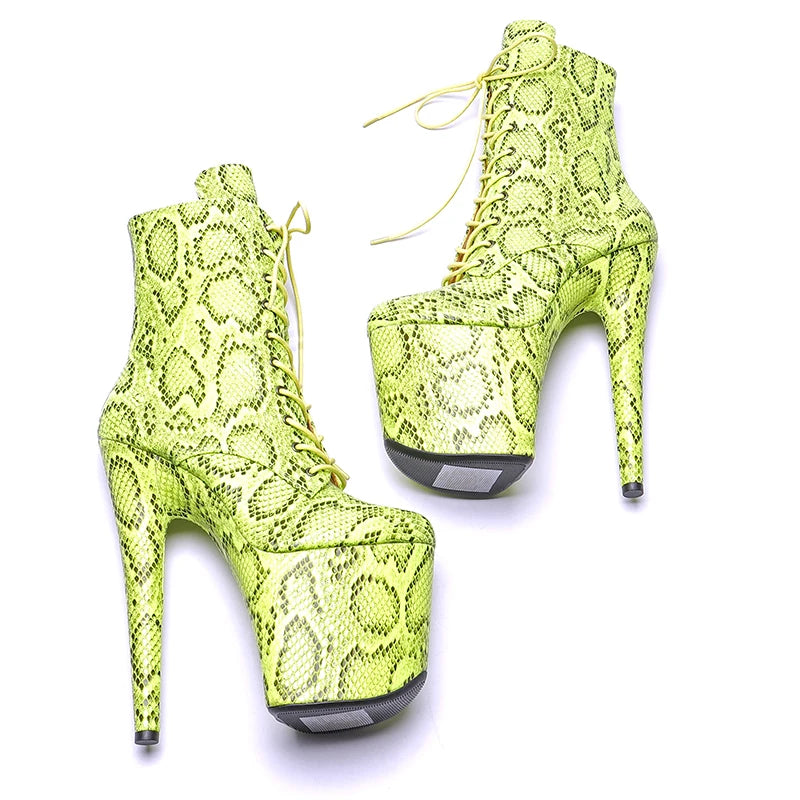20CM/8inch Snake PU upper Exotic fashion trends high heel platform Pole Dance boot