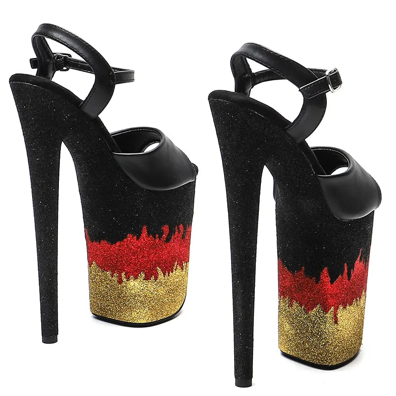 23CM/9inches Matte PU Upper Glitter Platform y Trend fashion High Heels Pole Dance Sandals Shoes