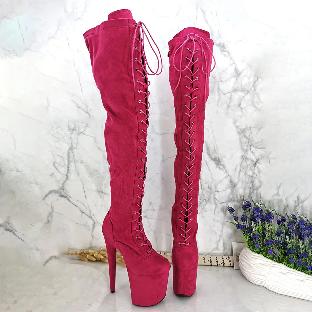 20CM/8inches Suede Upper Pole dancing shoes High Heel platform Boots closed toe Pole Dance boots